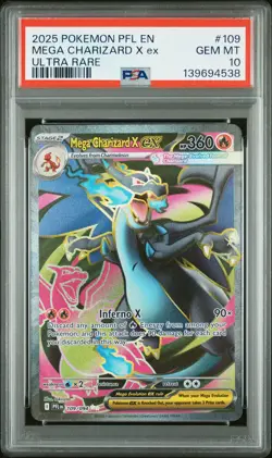 2025 POKEMON PFL EN-PHANTASMAL FLAMES ULTRA RARE #109 MEGA CHARIZARD X EX PSA 10 - Image 1