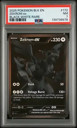 2025 POKEMON BLK EN-BLACK BOLT BLACK WHITE RARE #172 ZEKROM EX PSA 7 - Image 1