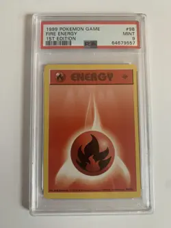 Pokemon WotC Base Set English FIRE ENERGY 98/102 1st Edition PSA 9 MINT - Image 1