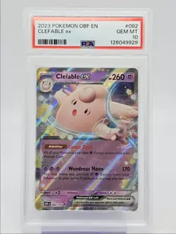 CLEFABLE EX 2023 POKEMON OBSIDIAN FLAMES DOUBLE RARE 082/197 PSA 10 Q0004 - Image 1