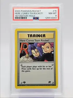 HERE COMES TEAM ROCKET! 2000 POKEMON TEAM ROCKET 1ST EDITION 15/82 PSA 8 Q0004 - Image 1