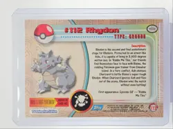 #112 RHYDON 1999 TOPPS POKEMON TV ANIMATION SERIES 2 BLUE LOGO Q2371 - Image 2