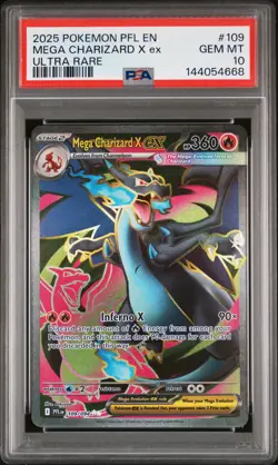 2025 POKEMON PFL EN-PHANTASMAL FLAMES ULTRA RARE #109 MEGA CHARIZARD X EX PSA 10 - Image 1