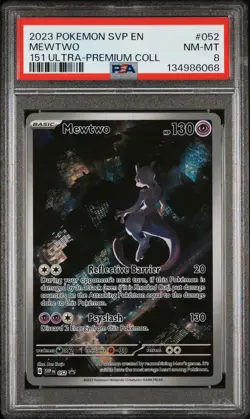 2023 POKEMON SVP EN-SV BLACK STAR PROMO 151 ULTRA-PREM COLL #052 MEWTWO PSA 8 - Image 1