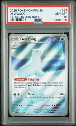 2025 POKEMON PFL EN-PHANTASMAL FLAMES ILLUSTRATION RARE #097 DEWGONG PSA 10 - Image 1
