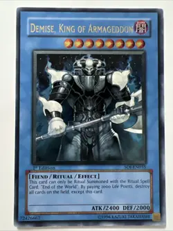 YuGiOh TCG 1st Edition Demise, King of Armageddon - Ultimate Rare SOI-EN035 (1) - Image 1