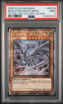 2025 YU-GI-OH! RA04-QUARTER CENTURY STAMPEDE #EN108 BLUE-EYES WHITE DRAGON PSA 9 - Image 1