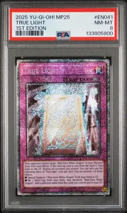 2025 YU-GI-OH! MP25-MEGA-PACK TIN 1ST EDITION #EN041 TRUE LIGHT PSA 8 - Image 1