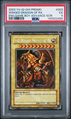 2003 YU-GI-OH! GAME BOY ADVANCE-SECRET RARE THE WINGED DRAGON OF RA PSA 5 - Image 1
