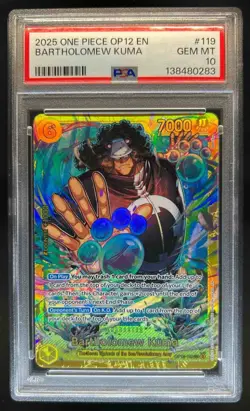 2025 One Piece Legacy of the Master Bartholomew Kuma Secret Rare OP12-119 PSA 10 - Image 1
