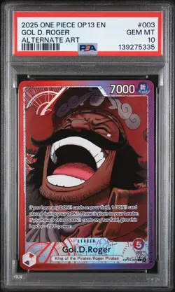 2025 ONE PIECE OP13-CARRYING ON HIS WILL ALTERNATE ART #003 GOL D. ROGER PSA 10 - Image 1