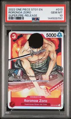 2022 ONE PIECE STARTER DECK ST01-STRAW HAT CREW #013 RORONOA ZORO PSA 10 - Image 1
