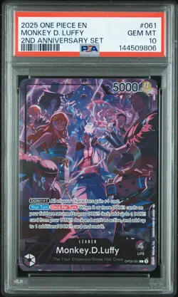2025 ONE PIECE ENGLISH VERSION 2ND ANV SET #061 MONKEY D. LUFFY PSA 10 - Image 1