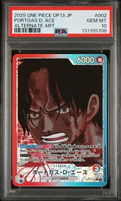 2025 ONE PIECE JPN OP13-CARRYING ON HIS WILL ALTERNATE ART PORTGAS D. ACE PSA 10 - Image 1