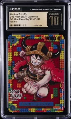 2025 ONE PIECE JPN PC ONE PIECE DAY '25 #P-110 MONKEY D. LUFFY CGC 10 PRISTINE - Image 1
