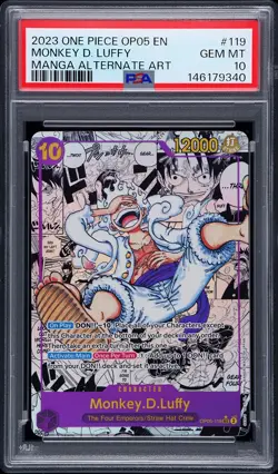 2023 ONE PIECE MANGA ALTERNATE ART OP05-119 MONKEY D. LUFFY PSA 10 - Image 1