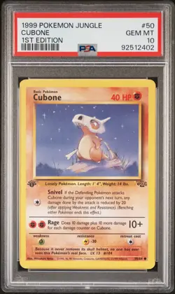 PSA 10 Pokemon TCG 1999 Pokemon Jungle #50 Cubone 1st Edition GEM MT - Image 1
