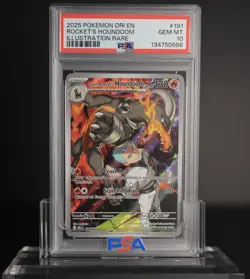 Pokemon TCG Team Rockets Houndoom Illustration Rare Card 191/182 PSA 10 - Image 1