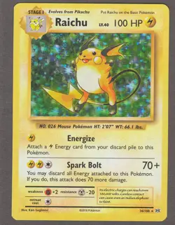 Raichu 36/108 XY Evolutions Rare Holo Lightning Pokemon Card 2016 NM - Image 1