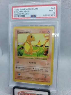 PSA 9 MINT Charmander 46/102 SHADOWLESS Base Set Pokemon Card - Image 1