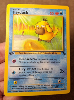 1999 POKEMON TCG FOSSIL SET 1ST EDITION PSYDUCK CARD 53/62 - Image 1