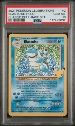 Pokemon TCG Blastoise Celebrations Classic Collection Card 2/102, PSA 10 - Image 1