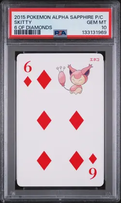 2015 POKEMON ALPHA SAPPHIRE PLAYING CARDS 6 OF DIAMONDS SKITTY PSA 10 - Image 1
