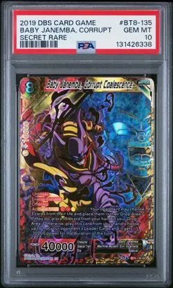 2019 DBS CARD GAME SECRET RARE #BT8-135 BABY JANEMBA, CORRUPT COALESCENCE PSA 10 - Image 1