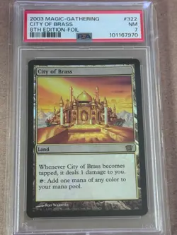 CITY OF BRASS 8th Edition Foil Rare Graded PSA 7 NM - Image 1