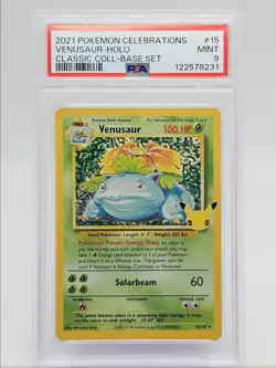 VENUSAUR 2021 POKEMON SWSH CELEBRATIONS BASE SET RARE HOLO 15/102 PSA 9 Q0004 - Image 1