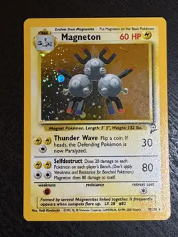 Pokemon TCG Base Set 2 Magneton 9/130 Vintage Holo Unlimited Holo Rare 2000/LP - Image 1