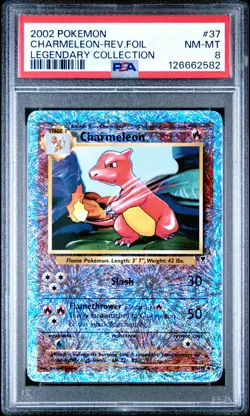2002 POKEMON LEGENDARY COLLECTION #37 CHARMELEON-REVERSE FOIL PSA 8 - Image 1