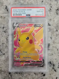 PSA 10 Pikachu V #170/185 FULL ART 2020 Pokemon Sword & Shield Vivid Voltage - Image 1
