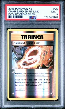CHARIZARD SPIRIT LINK 2016 Pokemon XY Evolutions Reverse Holo #75 - PSA 9 - Image 1
