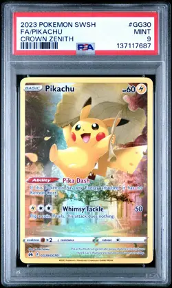 2023 POKEMON SWORD & SHIELD CROWN ZENITH #GG30 FULL ART/PIKACHU PSA 9 - Image 1
