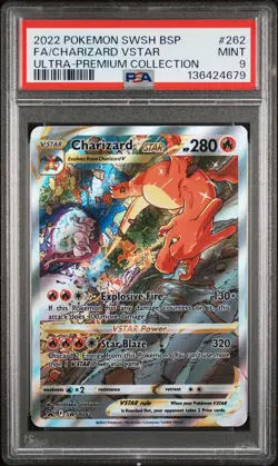 2022 POKEMON SWSH ULTRA-PREMIUM COLLECTION #262 FULL ART/CHARIZARD VSTAR PSA 9 - Image 1