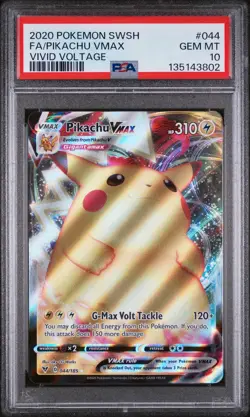 2020 POKEMON SWORD & SHIELD VIVID VOLTAGE #044 FULL ART/PIKACHU VMAX PSA 10 - Image 1