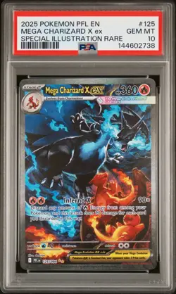 PSA 10 GEM MT 2025 POKEMON PFL EN-PHANTASMAL FLAMES #125 MEGA CHARIZARD X ex SIR - Image 1