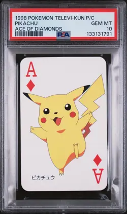 1998 POKEMON TELEVI-KUN MAGAZINE PLAYING CARDS ACE OF DIAMONDS PIKACHU PSA 10 - Image 1