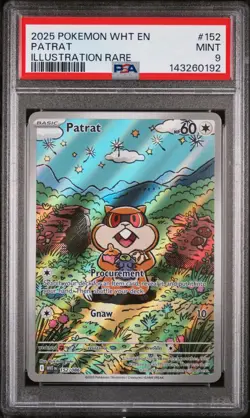 2025 POKEMON WHT EN-WHITE FLARE ILLUSTRATION RARE #152 PATRAT PSA 9 - Image 1