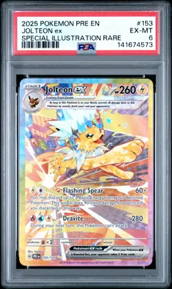 2025 POKEMON PRE SPECIAL ILLUSTRATION RARE #153 JOLTEON EX PSA 6 - Image 1