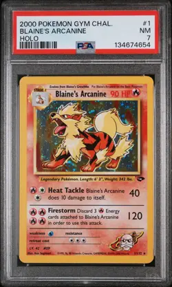 2000 POKEMON GYM CHALLENGE HOLO #1 BLAINE'S ARCANINE PSA 7 - Image 1