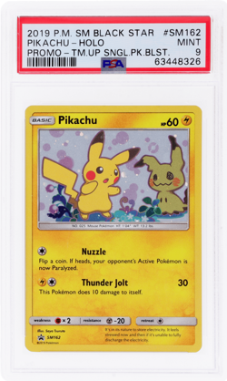 2019 Pokemon SM Black Star Promo Team Up Pikachu Single Blisters Holo PSA 9 - Image 1
