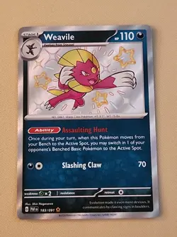Weavile 183/091 Shiny Rare Paldean Fates Pokemon TCG NM - Image 1