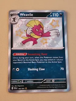 Weavile 183/091 Shiny Rare Paldean Fates Pokemon TCG NM - Image 2