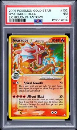 2006 POKEMON EX HOLON PHANTOMS GOLD STAR #102 GYARADOS-HOLO PSA 7 - Image 1
