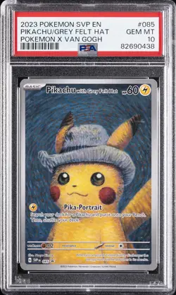 2023 POKEMON SVP EN-SV BLACK STAR PROMO #085 PIKACHU WITH GREY FELT HAT PSA 10 - Image 1
