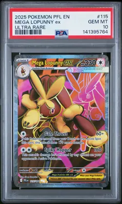 2025 POKEMON PFL EN-PHANTASMAL FLAMES ULTRA RARE #115 MEGA LOPUNNY EX PSA 10 - Image 1