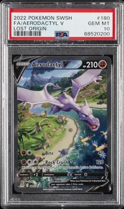 2022 POKEMON SWORD & SHIELD LOST ORIGIN #180 FULL ART/AERODACTYL V PSA 10 - Image 1
