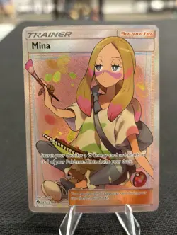Mina 211/214 SM-Lost Thunder Full Art Ultra Rare Trainer Holo Pokemon TCG - Image 1
